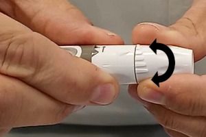 Selección de profundidad de la punción del dispositivo en el sistema de monitorización de glucosa en sangre.